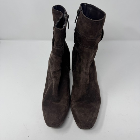 Bandolino Women Brown Suede Buckle Ankle Boots Block Heel Zip Up Size 9.5 M - Picture 3 of 9